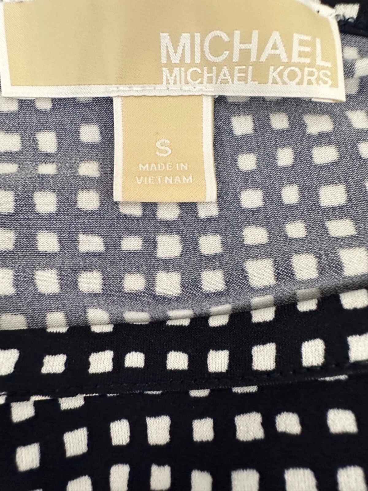 Abito tubino Michael Michael Kors taglia S blu con quadrati bianchi maniche lunghe