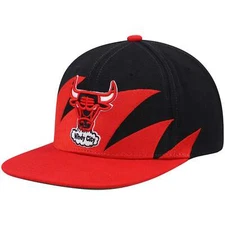 MENS MITCHELL & NESS NBA SHARKTOOTH SNAPBACK HWC BULLS - BLACK-RED