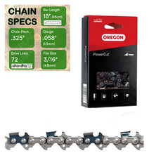 18" OREGON 21LPX072 Chainsaw Chain .325" .058" 1.5mm 21LPX072E 21LPX072X