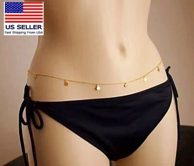 Fashion Women Waist Belly Body Chain Classic Simple Sexy Wafers Jewelry 0981 - Image 1 of 4