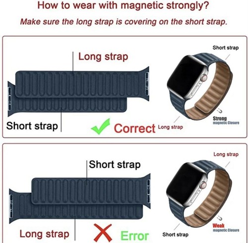 For Apple Watch Leather Link Magnetic Classic Band 45/49mm Ultra Series 8 7 6 5 - Picture 5 of 54