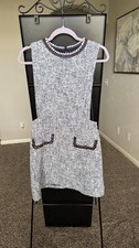 Zara Gray Tweed Dress with Grey and Blue Accents Size L
