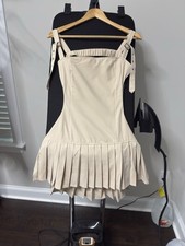 Pretty Little Thing Straps Cut Out Back Pleated Mini Dress - 12