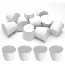 Uenhoy 10 Pcs White Solid Rubber Stoppers 6# Tapered Lab 6#,