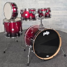 Used PDP Concept Maple 5pc Drum Set Red to Black Fade - Good