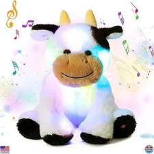 Cuteoy 10" Glowing LED Cow Nightlight - Musical Plush Stuffed Animal for Kids