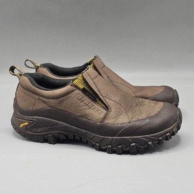Merrell Shiver Moc Slip On Shoes Brown Leather Waterproof Vibram Sz 8 Polartec