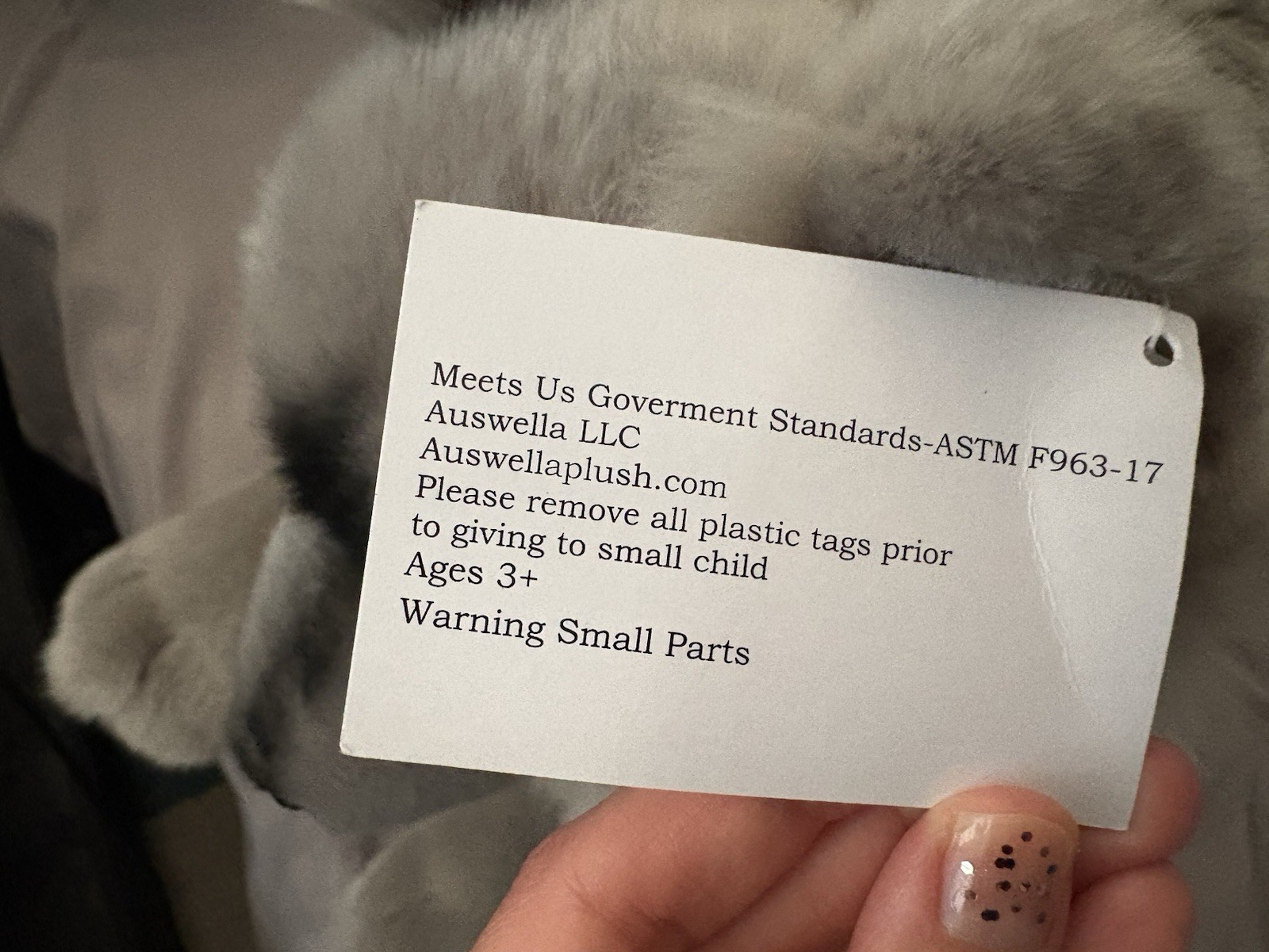 Auswella Gray Wolf Lying Plush BNWT 22”