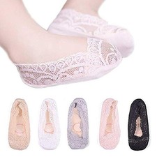 5Pack Girl No Show Thin Socks Low Cut Lace Flats Non-skid Socks girls Boat ...
