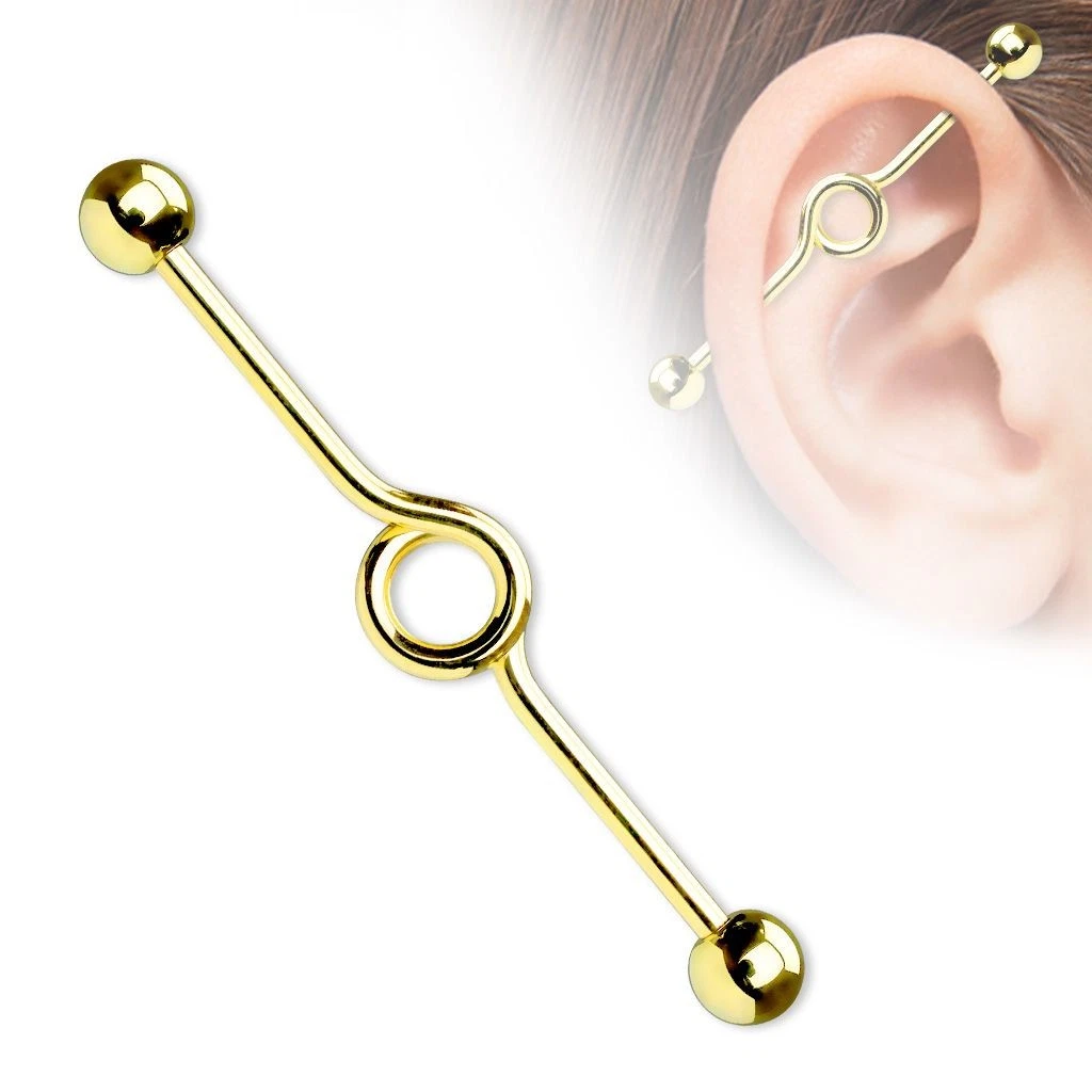 Barbell Industriel Pour Oreille En Titane Anodisé Or Rose – 3 Encoches, 1.6x38mm (Neuf Avec étiquettes)