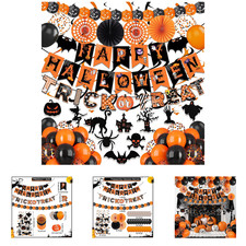 Halloween Party Decorations Kit Set Includes Trick or Treat Banner Paper Fan