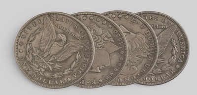 4x Morgan Dollar Replika 1880  | Zauberermünzen | 38mm | 20g | Magic Coins