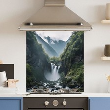 Premium Various Size Waterfall Landscape 6mm Glass Toughened Kitchen Splashback