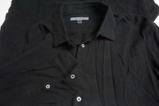 John Varvatos Solid Black Long Sleeved Button Up Shirt Sz M Brand New