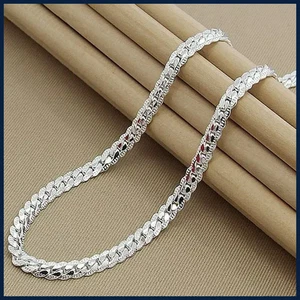 Argent Sterling 6MM Collier de chaîne pour femmes homme Mode.