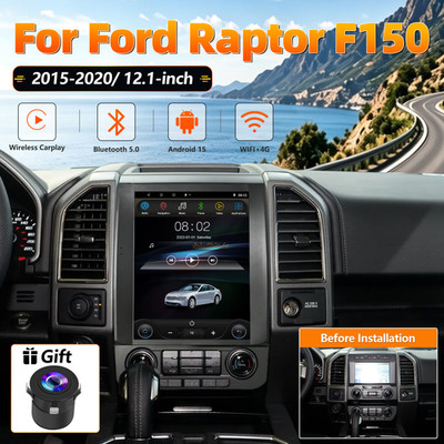 Plug&Play For Ford F-150 2015-2020 12.1'' CarPlay Radio Stereo GPS Tesla Style US