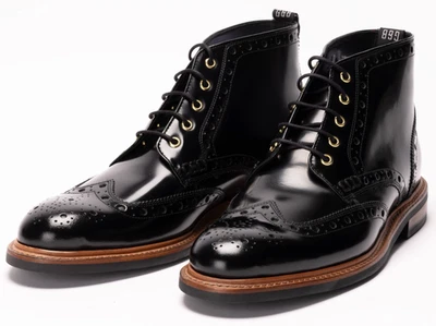 GORDON & BROS. Gordon & Bros Herren Schuhe Schnürstiefelette Schwarz m. Goodyear Gr. 43 OUTLET