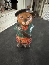 Handcrafted Wooden Teddy Bear Figurine 9 Ht Vintage in Excellent Condition