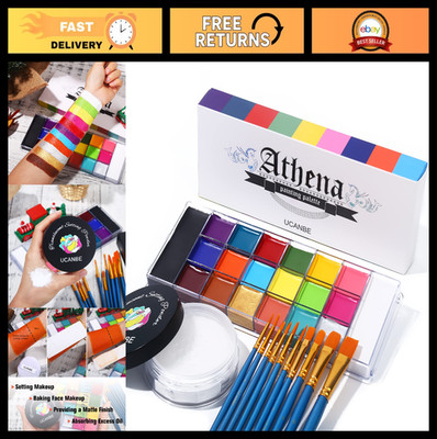 Professional Face & Body Paint Palette with Setting Powder & 10 Brushes - Non-To