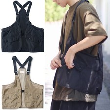 Black Men's Hip Hop Streetwear Japanese Harajuku Y2k Vests Fashion Big Pocket