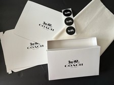 Set of 3 New COACH Gift Box Sticker  Tissue Set Small 9" x 5" x 1.5" White.
