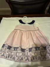 Janie and Jack Pink White and Navy Dress with A Petticoat 12/18 Months.