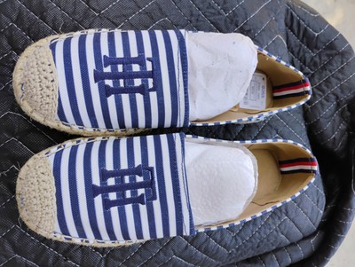 Tommy Hilfiger Espadrilles Women  Slip-on Flat Shoe Blue Striped. Size 8.5. New