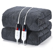 Heated Mattress Pad Queen Size with Dual Control - Sherpa Quilted Electric Ma...