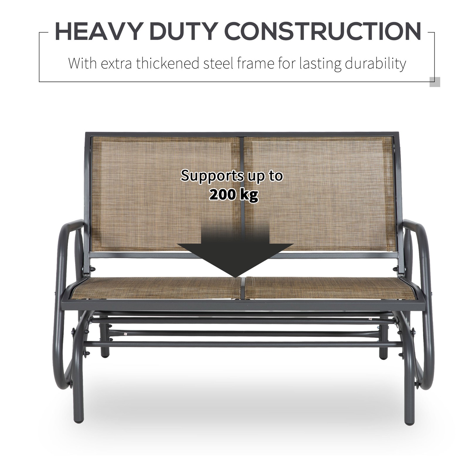 2-Person Outdoor Glider Bench, Patio Double Swing Rocking Chair