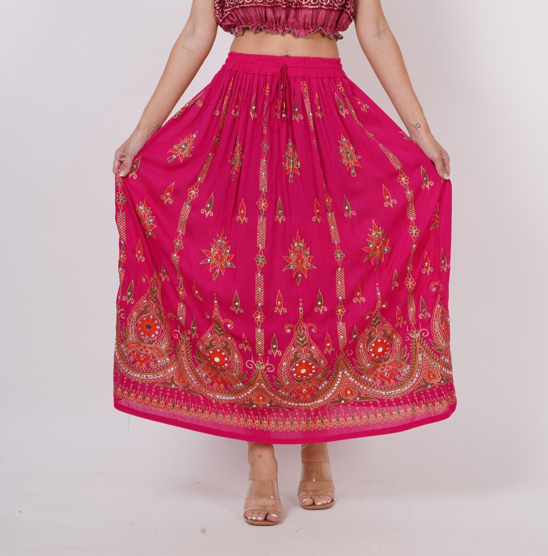 Bordado a mano con cuentas brillantes lentejuelas mujeres hippie faldas al po...