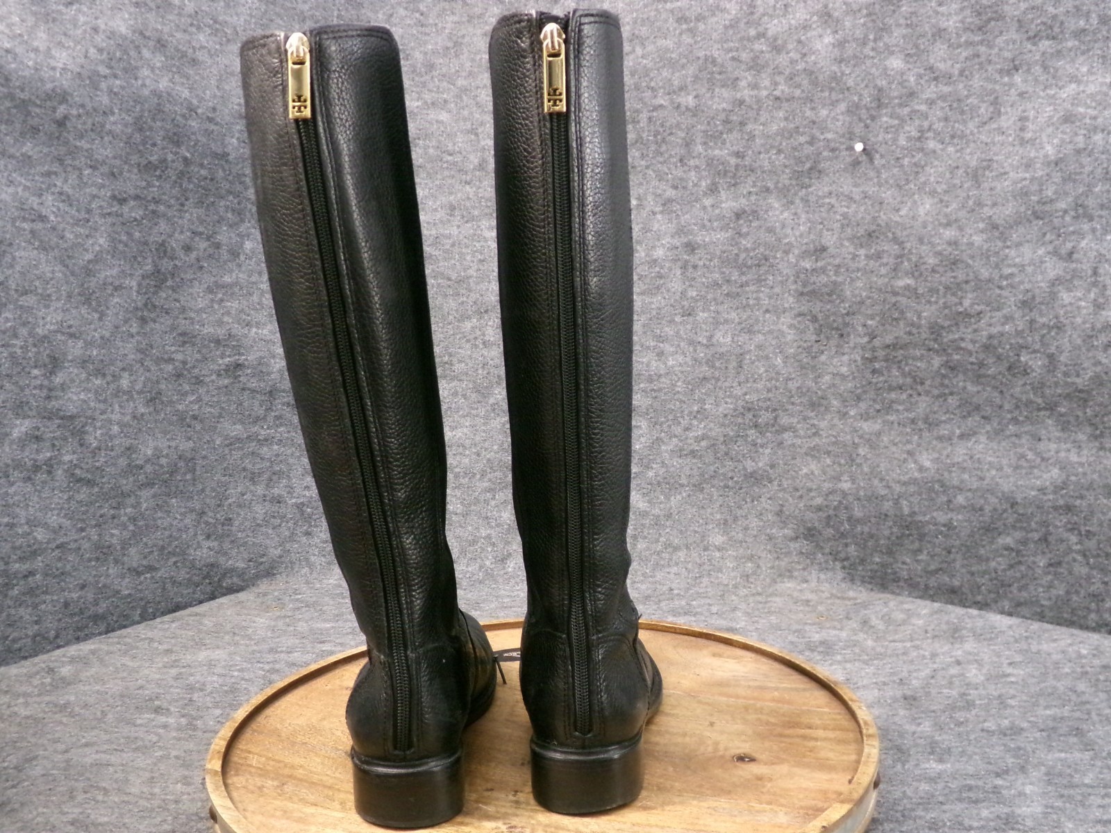 Tory Burch Christy Size 6.5 M Black Pebbled Leather Back Zipper Riding Boots thumbnail 5