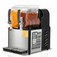 Slush Maschine 2×4L Doppelzylinder 15 Stufen 32 Tassen Edelstahl 8L Kaltgetränk