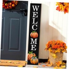 Fall Wooden Porch Sign 47" Pumpkin Welcome Sign for Autumn Black and yellow