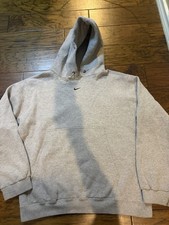 Vintage Nike Center Swoosh Hoodie Gray Made In USA Sz M Travis Scott