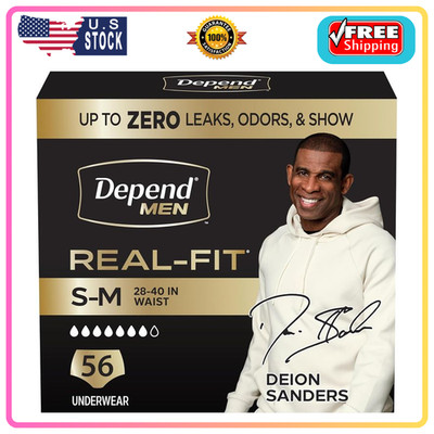 Depend Real Fit Men Incontinence Underwear Max Absorbency S/M 56ct Black