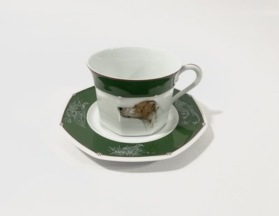 Hermes Chasse Chiens Courants Green Pointer Dog Cup & Saucer