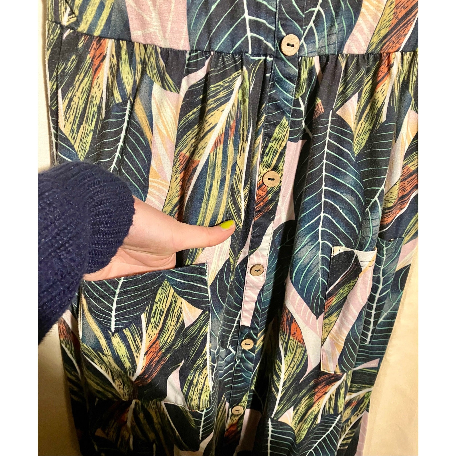 Ouges Tropical Leafy and Pink Dress Womans Size L… - image 2