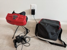 Nintendo Virtual Boy Bundle Case Red Alarm Mario&rsquo;s Tennis Right Display Out