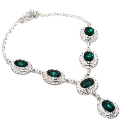 Mint Tourmaline Gemstone Handmade 925 Sterling Silver Jewelry Necklace Size 18''