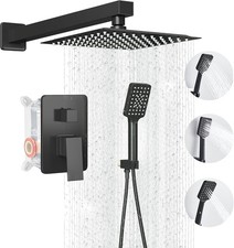 Shower Head Combo Set Rainfall Handheld Matte Black