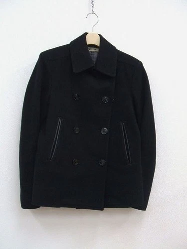 FACTOTUM Size 46 Wool Made in Japan pea coat black 1-0202A☆ - product listing photo