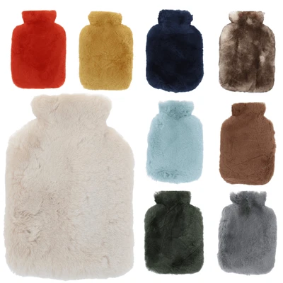ASHWOOD 2L Real Sheepskin Hot Water Bottle Cover – Natural Wool Cosy Ivory Fleece Sleeve