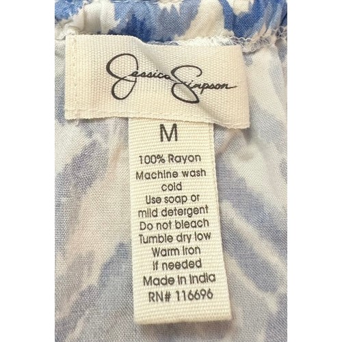Jessica Simpson Strapless Maxi Dress Blue White Front Slit Size M - Picture 8 of 8
