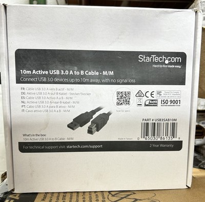 StarTech.com USB3SAB10M Active USB 3.0 (5Gbps) USB-A to USB-B Cable - M/M - 10m