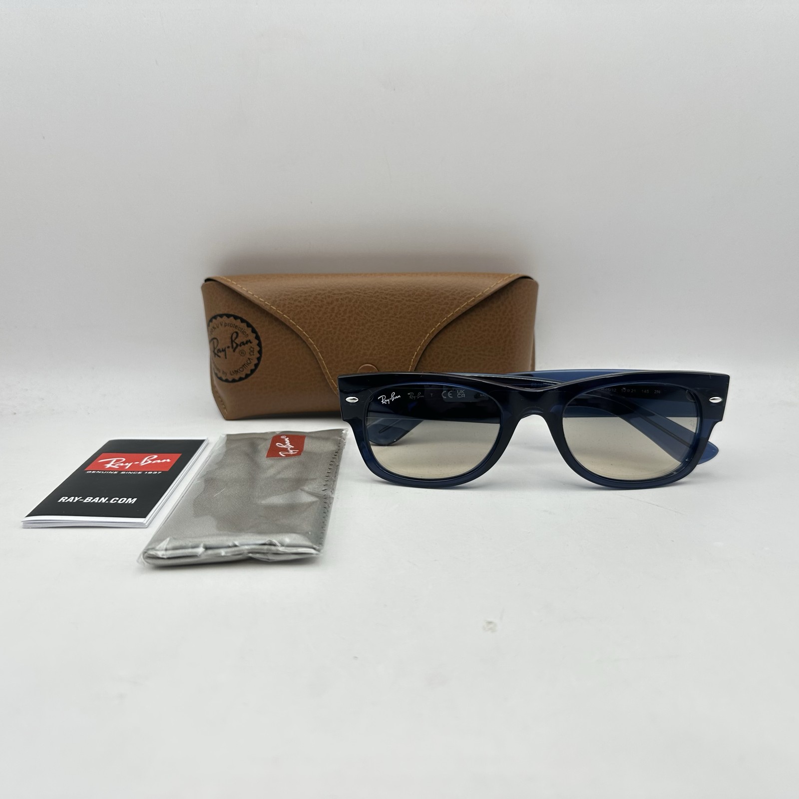 Ray Ban Mega Wayfarer II Square Gradient Sunglasses RB0832S Transparent Blue