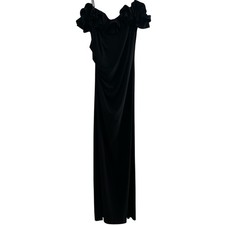 Xscape Black Ruffle Sleeve Sheath Gown Womens 14 Formal Evening Dress