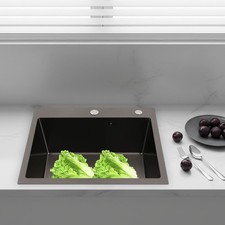 Drop-in Kitchen Sink Modern Single Bowl Stainless Steel Sink 55 45 22cm Black