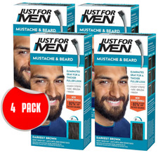 Just For Men M-50 Darkest Brown Mustache/Beard Coloring for Gray Hair - 4 PACK