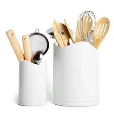 Utensil Holders - Set of 2 - Large and Small Ceramic Kitchen Utensil Organize...