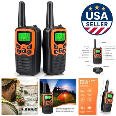 Long Range Walkie Talkies with 22 Channels & LED Flashlight - 2 Pack for Adve...